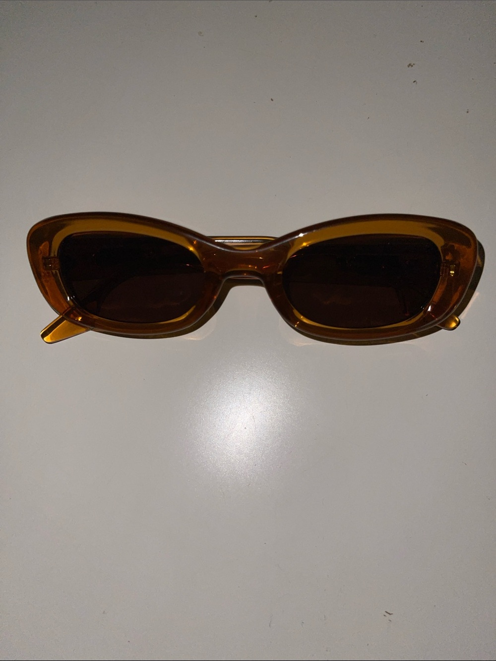 NWOT-Slim Oval Brown Sunglasses - Dark Lenses